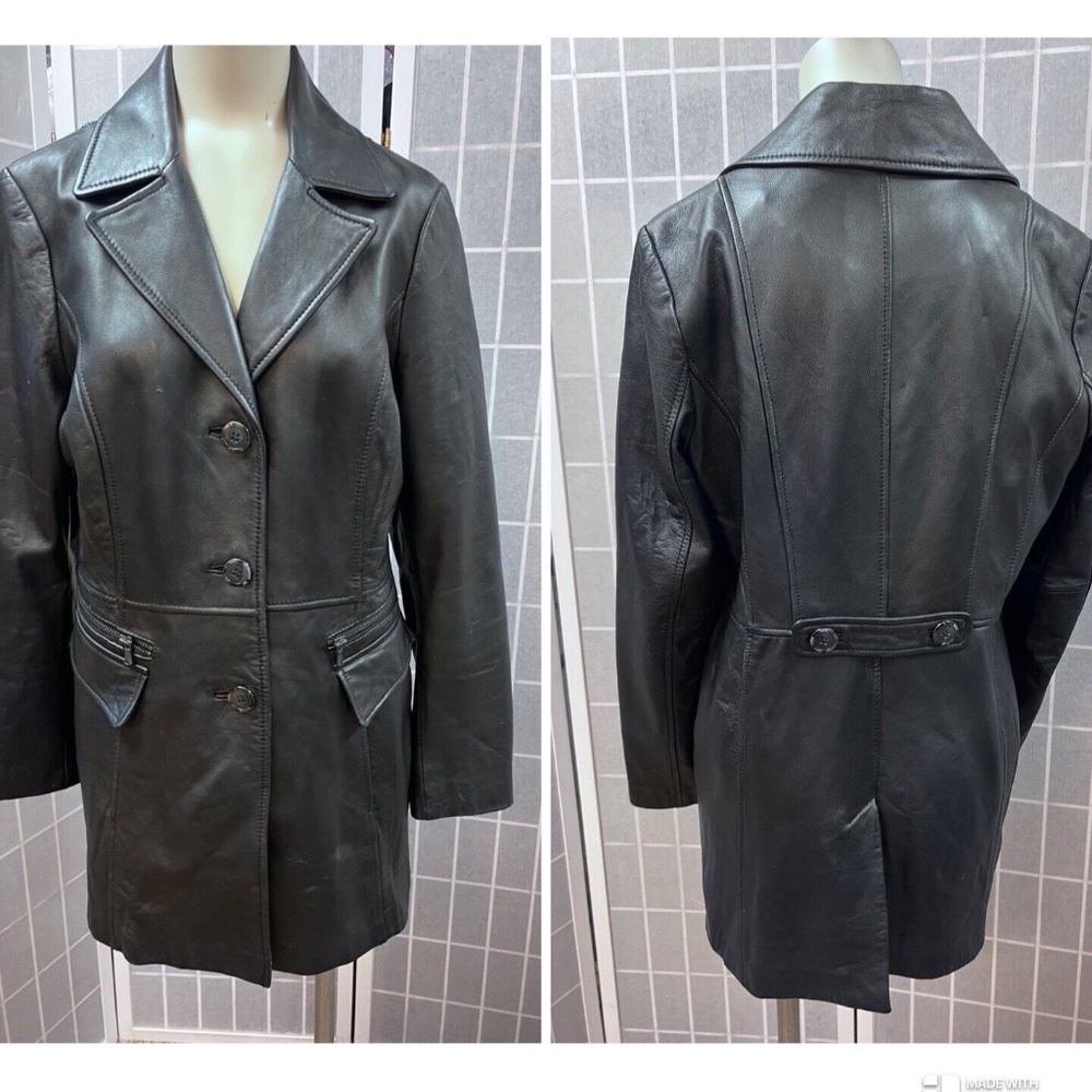 Wilson Leathers,Woman,Genuine leather coats,Size L, Black, buttons, overcoat.!